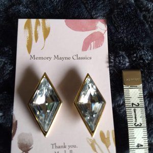 3/$25 vintage 80s faceted diamond crystal oversize stud earrings NWOT